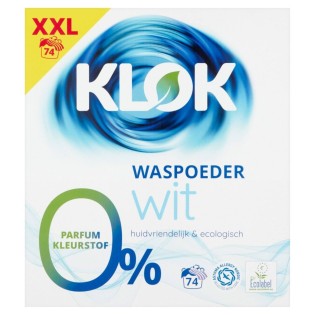 Klok Waspoeder Wit  74 wasbeurten Klok Waspoeder Wit  74 wasbeurten